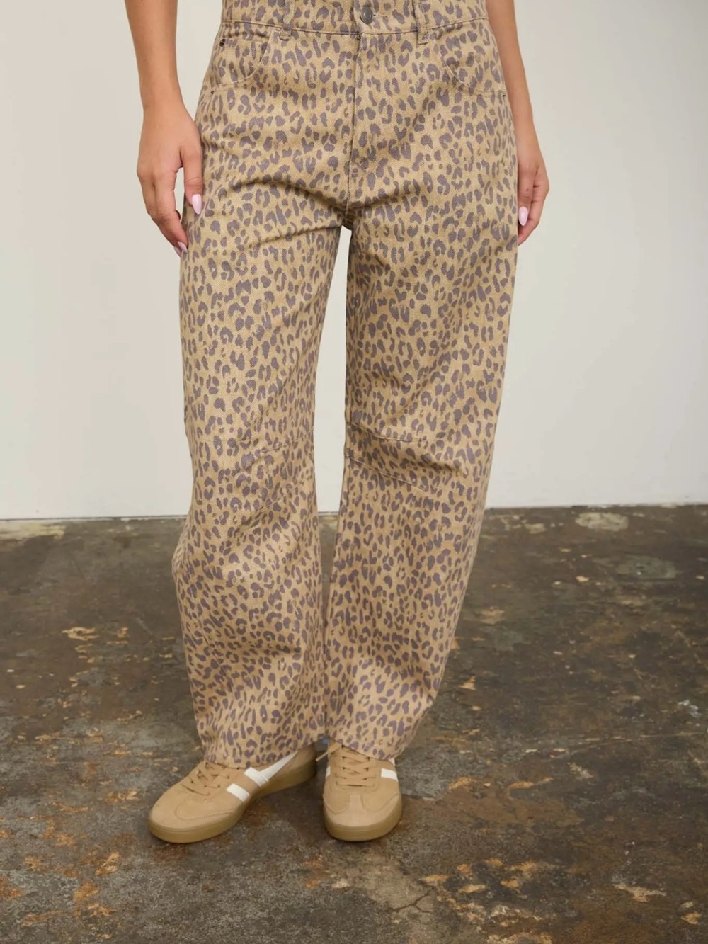 J.O.A. Leopard Print Wide Leg Pants - Tan & Brown